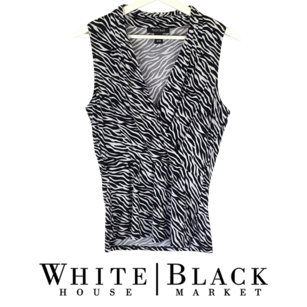 White House Black Market Zebra Print Sleeveless Blouse Top, M - Picture 1 of 5